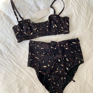 ULLA JOHNSON floral bustier high waisted bikini